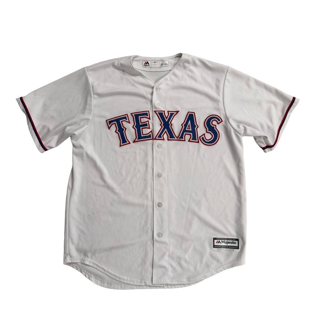 Majestic Mens Texas rangers Baseball Jersey - White size large